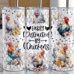 Chicken Themed Tumbler with Straw
